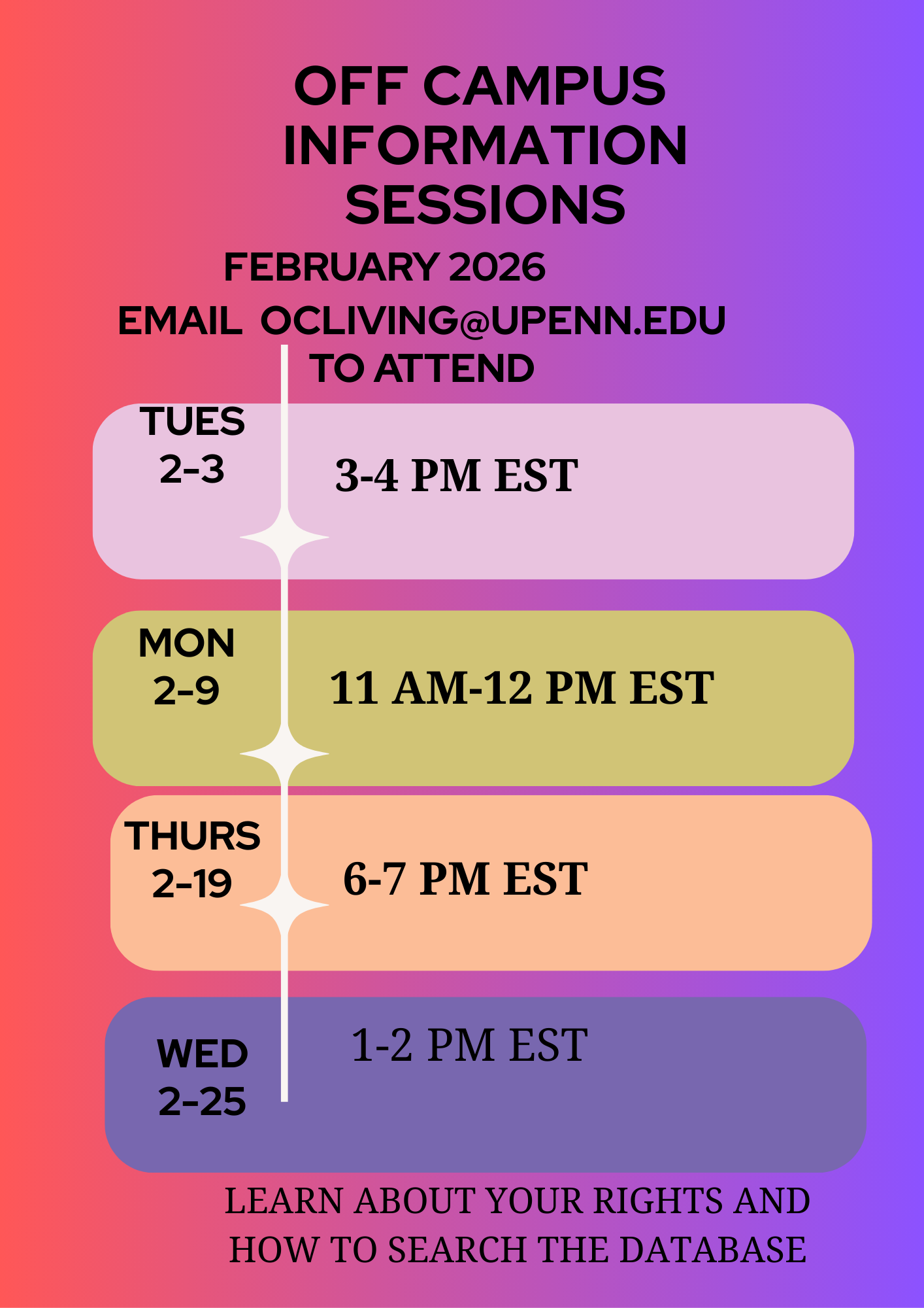 February Off-Campus Service Information Sessions
