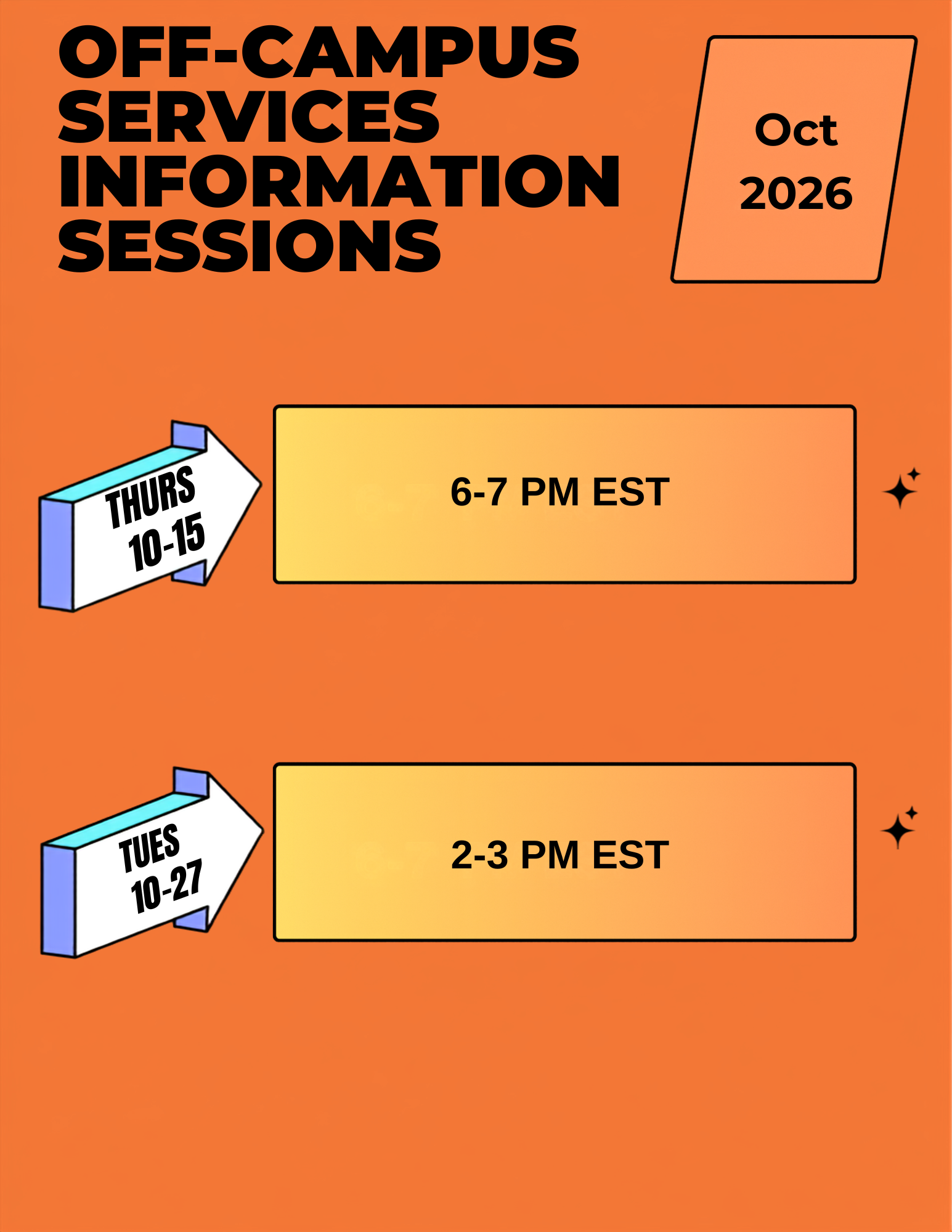 October Off-Campus Service Information Sessions