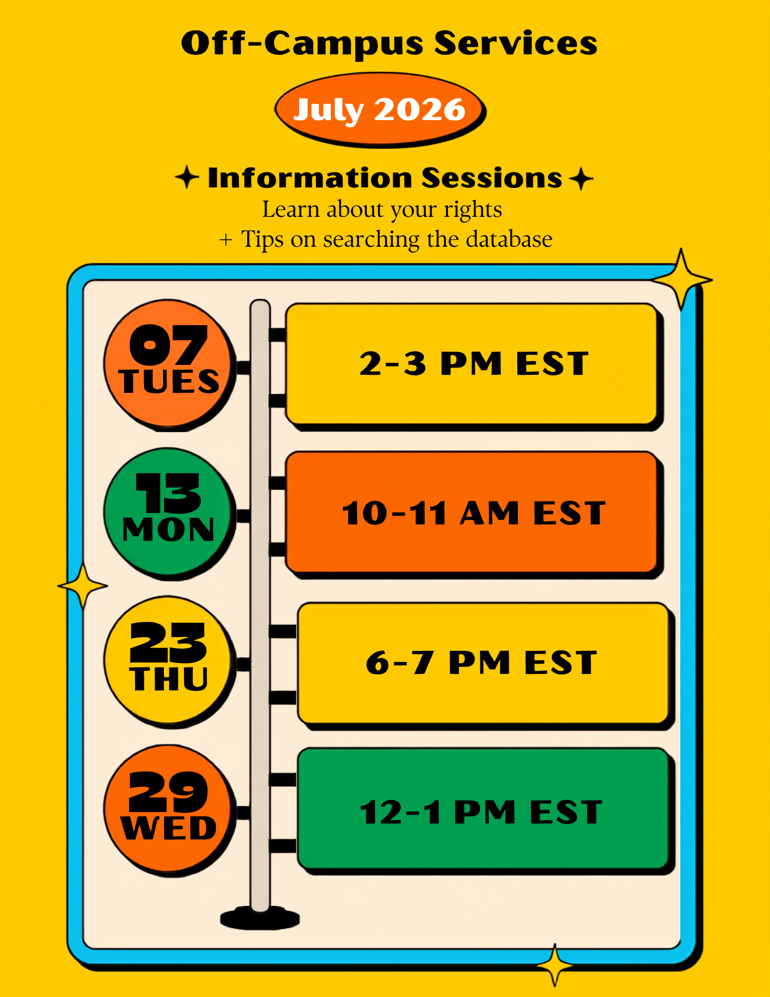 July Off-Campus Service Information Sessions
