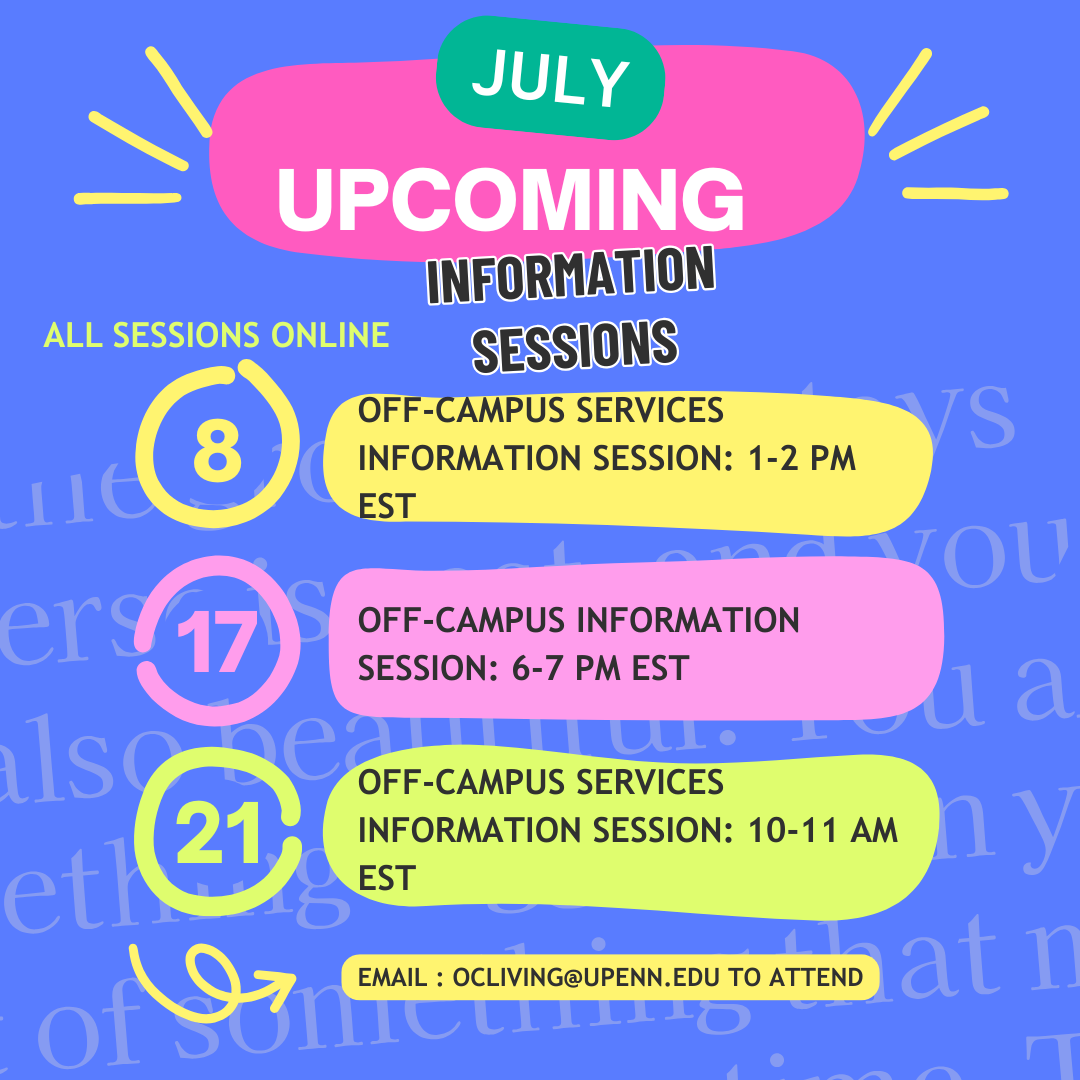 July Off-Campus Service Information Sessions