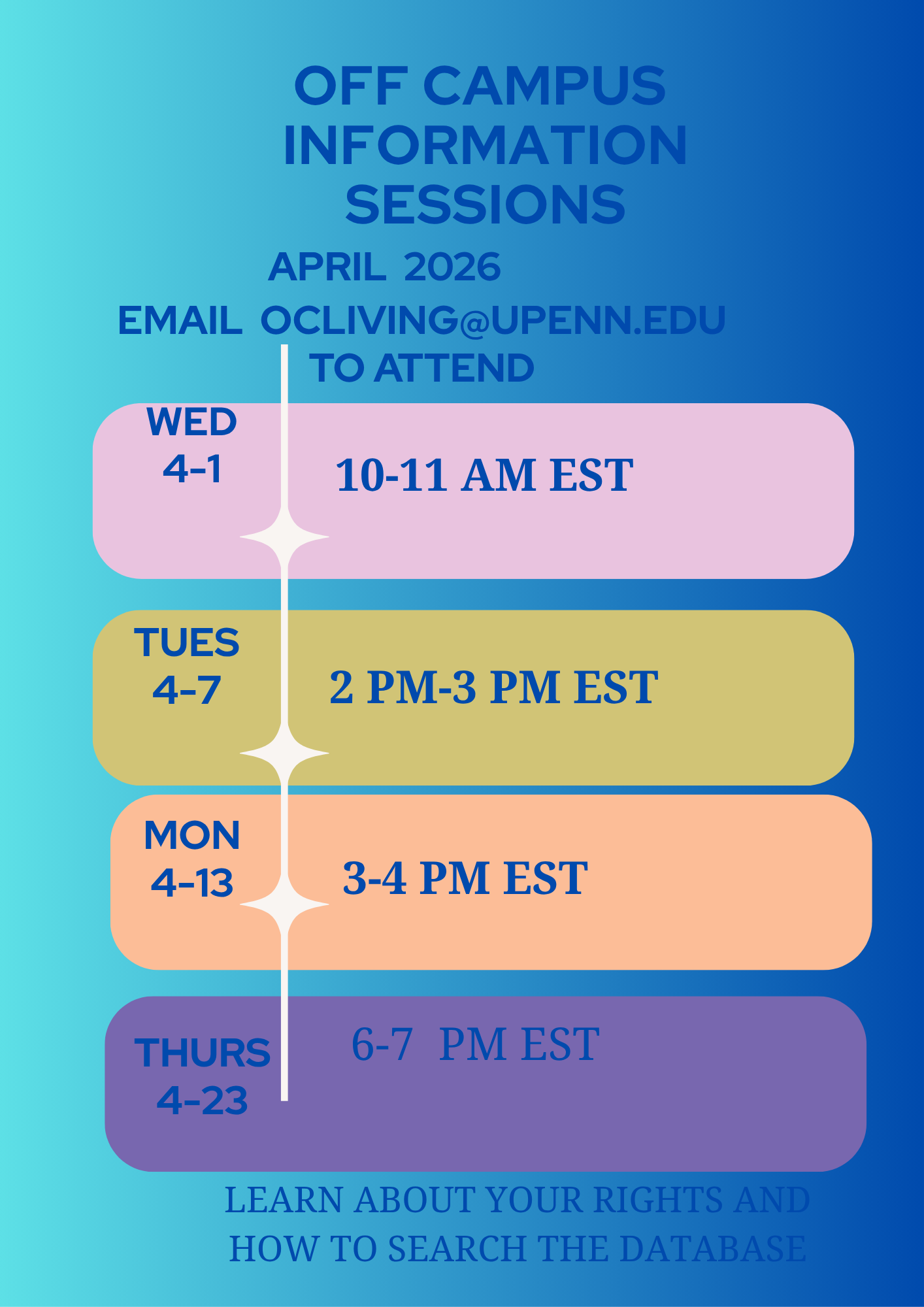 April Off-Campus Service Information Sessions