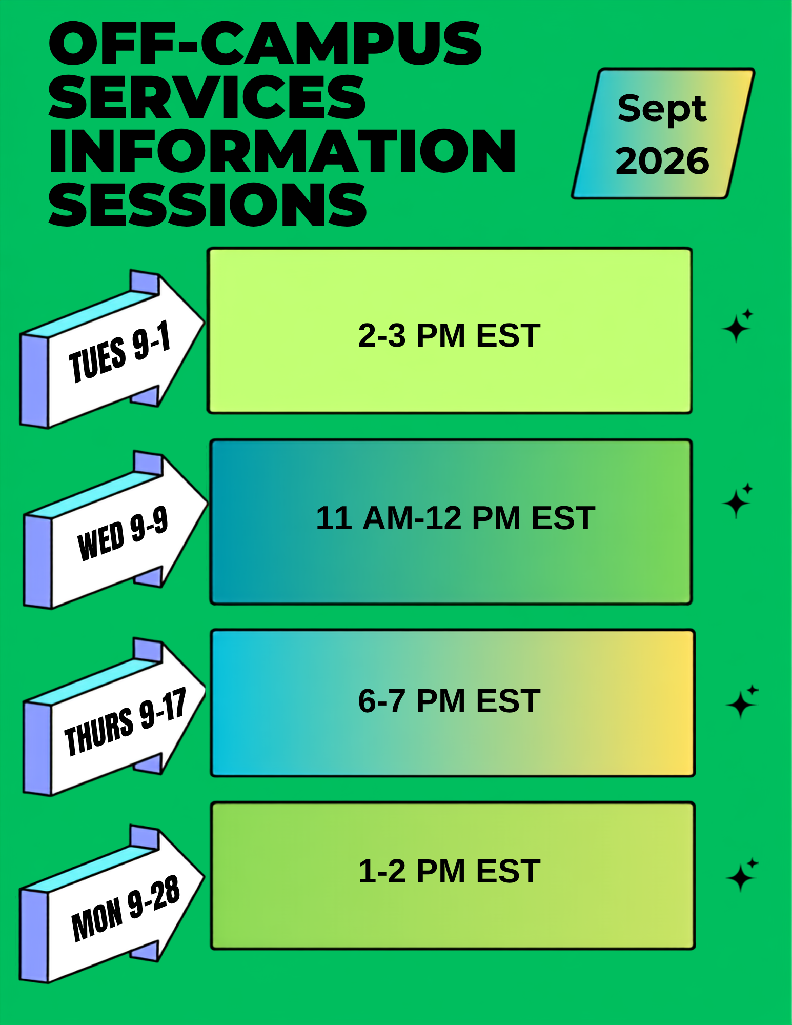 September Off-Campus Service Information Sessions