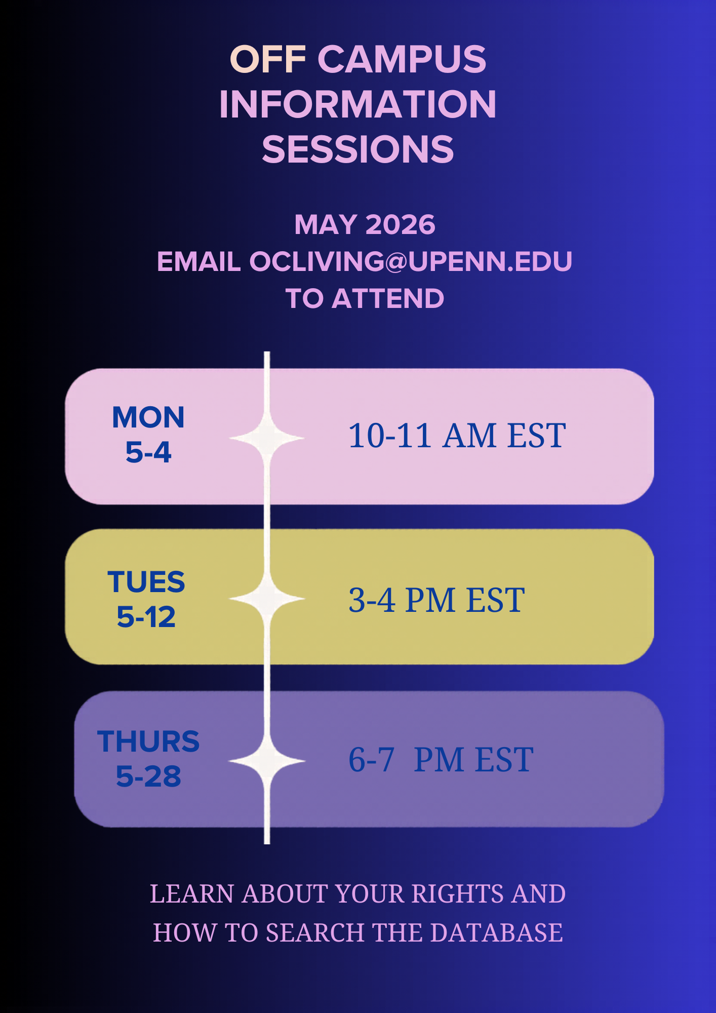 May Off-Campus Service Information Sessions