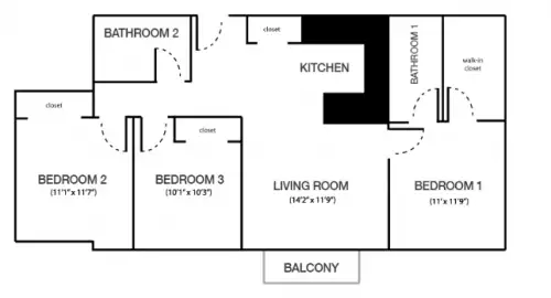 S Bed Fox Pointe Apartments 14