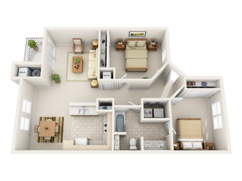 S Bed Greystone Apartments & Townhomes 11